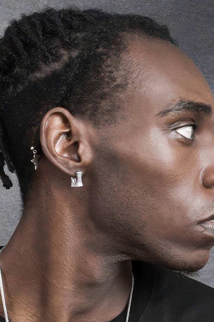 Men's Square Sterling Silver Earrings - Trendy Minimalist Design - 4inme