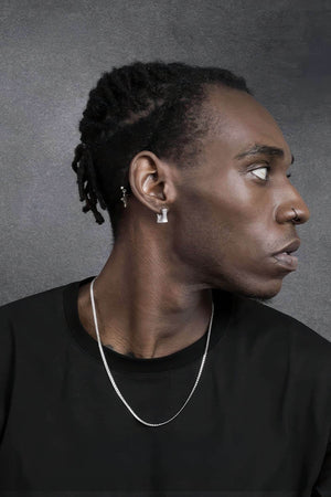 Men's Square Sterling Silver Earrings - Trendy Minimalist Design - 4inme