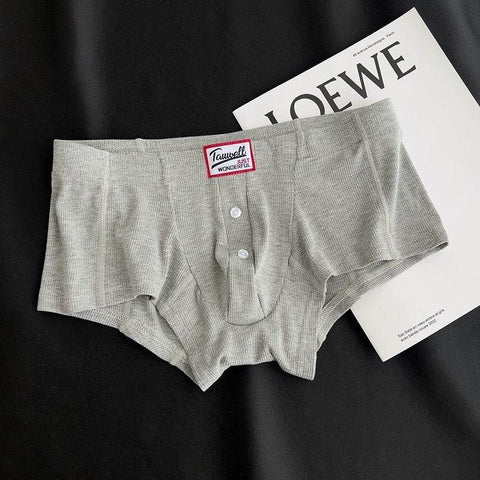 Men's Ribbed Boxer Briefs 3-Pack - Breathable Cotton Solid Color Underwear Set - 4inme