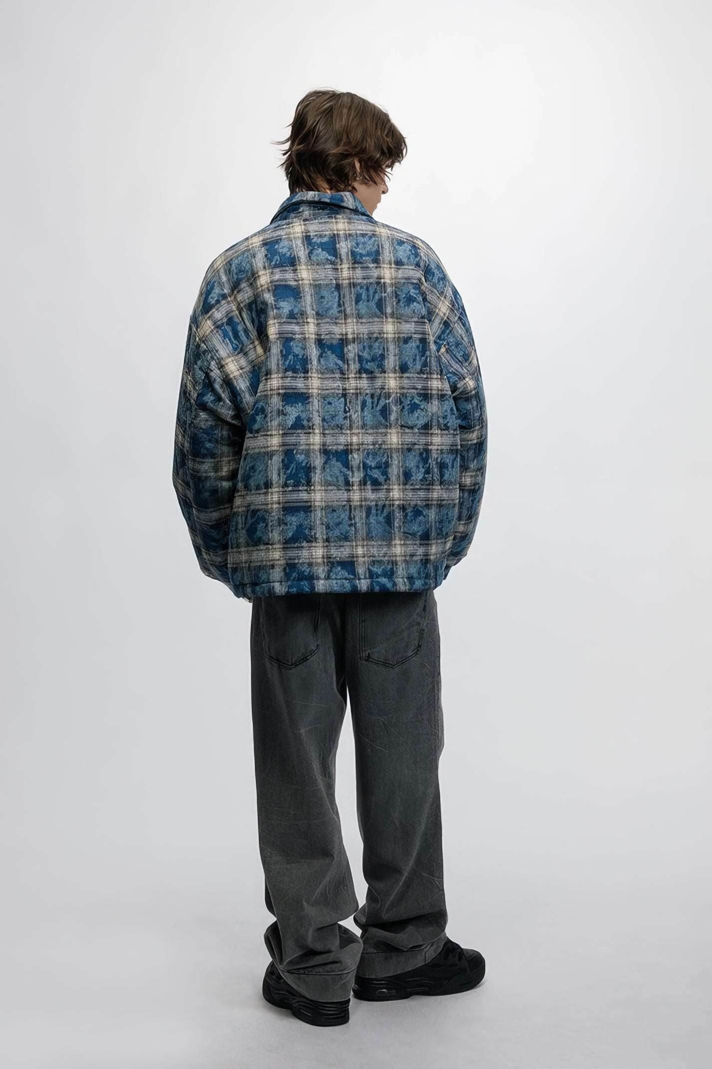 American Streetwear Hip-Hop Plaid Hoodie Jacket – Removable Hood, Cotton Lined - 4inme