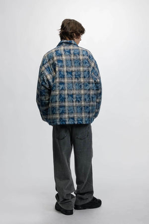 American Streetwear Hip-Hop Plaid Hoodie Jacket – Removable Hood, Cotton Lined - 4inme