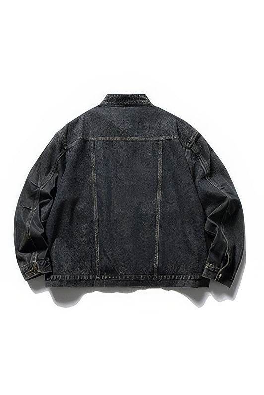Fall_Winter Unisex Vintage Denim Jacket – Loose Fit, Washed & Distressed - 4inme
