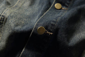 Fall_Winter Unisex Vintage Denim Jacket – Loose Fit, Washed & Distressed - 4inme