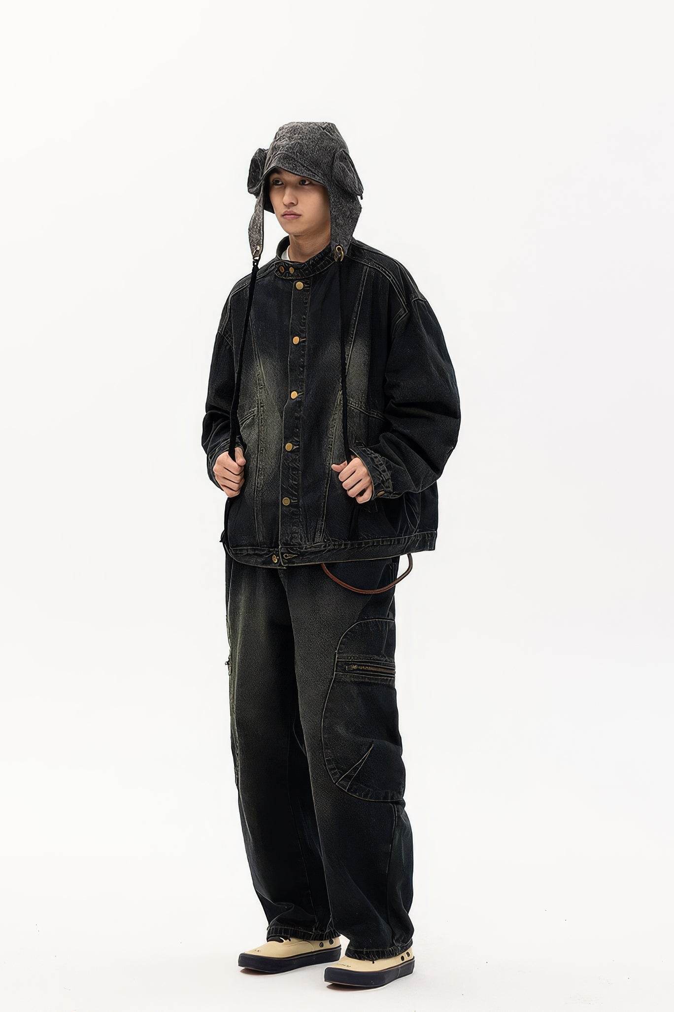 Fall_Winter Unisex Vintage Denim Jacket – Loose Fit, Washed & Distressed - 4inme