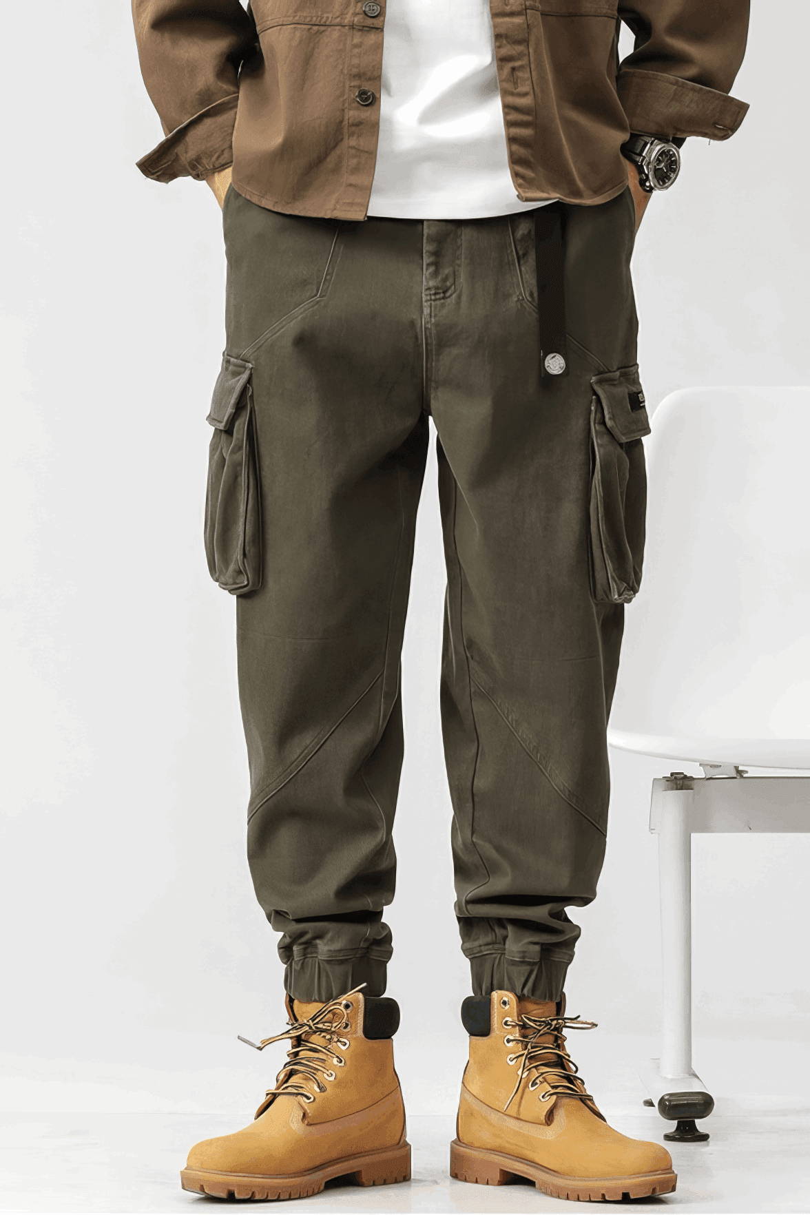 Men’s Cargo Pants – Loose Fit, Elastic Cuffs, Utility Style for Winter - 4inme