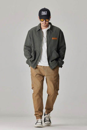 Winter Detroit Heavy Quilted Work Jacket for Men – Loose Fit, Cotton Lined - 4inme