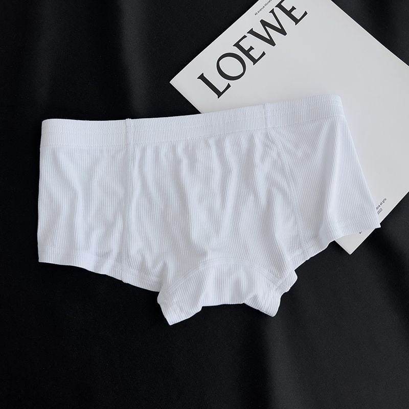 Men's Ribbed Boxer Briefs 3-Pack - Breathable Cotton Solid Color Underwear Set - 4inme