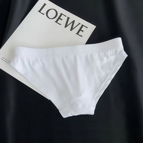 Men's Ribbed Briefs 3-Pack - Breathable Cotton Solid Color Underwear Set