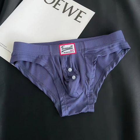 Men's Ribbed Briefs 3-Pack - Breathable Cotton Solid Color Underwear Set