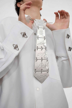 3D Spine-Inspired Metal Tie Necklace for a Bold, Modern Look - 4inme