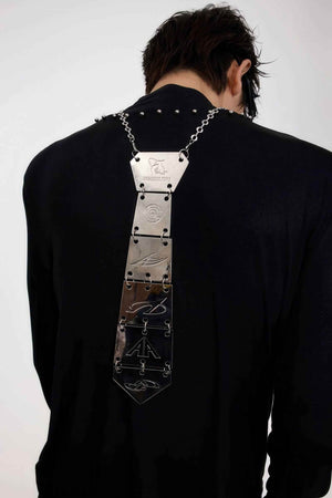 3D Spine-Inspired Metal Tie Necklace for a Bold, Modern Look - 4inme