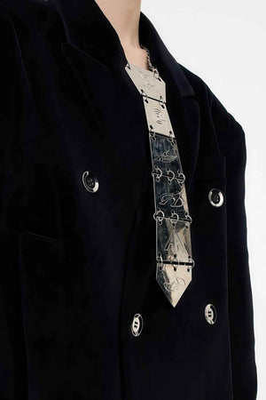 3D Spine-Inspired Metal Tie Necklace for a Bold, Modern Look - 4inme