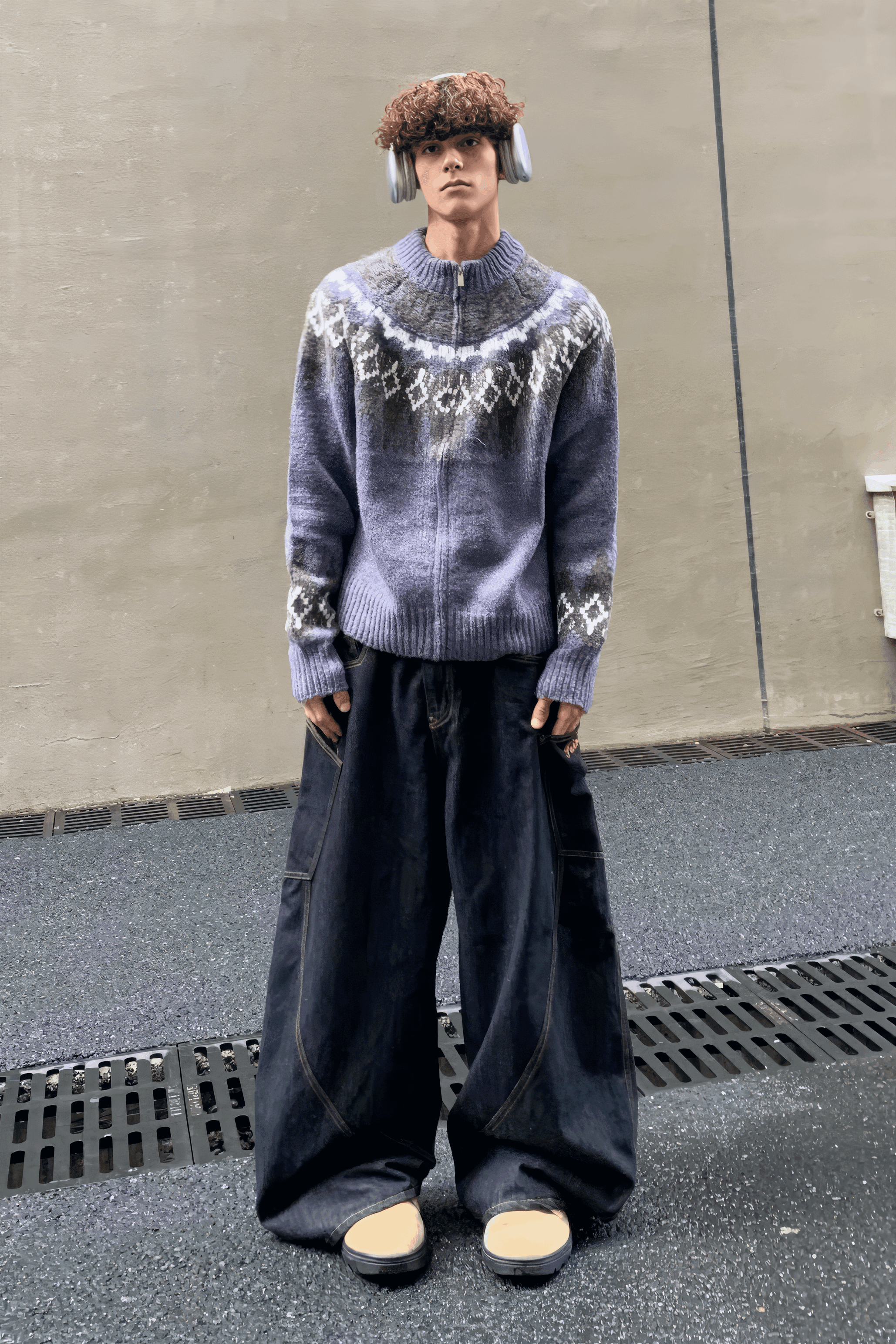 Fair Isle Zip Knit Cardigan - 4inme