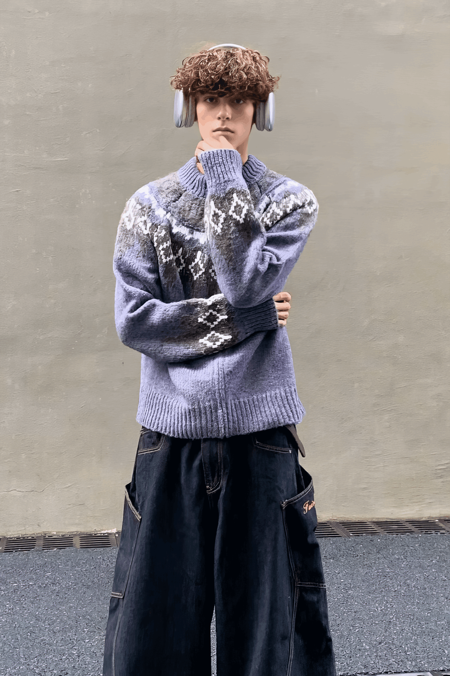 Fair Isle Zip Knit Cardigan - 4inme