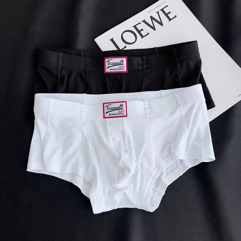 Men's Ribbed Boxer Briefs 3-Pack - Breathable Cotton Solid Color Underwear Set - 4inme