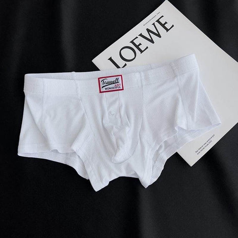 Men's Ribbed Boxer Briefs 3-Pack - Breathable Cotton Solid Color Underwear Set - 4inme