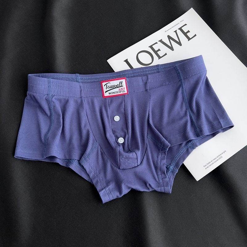 Men's Ribbed Boxer Briefs 3-Pack - Breathable Cotton Solid Color Underwear Set - 4inme