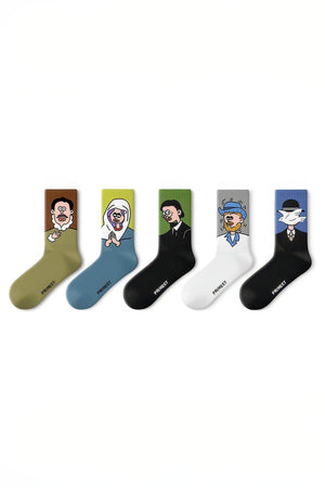 Unisex Graphic Crew Socks - Whimsical Print Cotton Mid-Calf Athletic Socks - 4inme