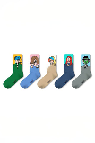 Unisex Graphic Crew Socks - Whimsical Print Cotton Mid-Calf Athletic Socks - 4inme