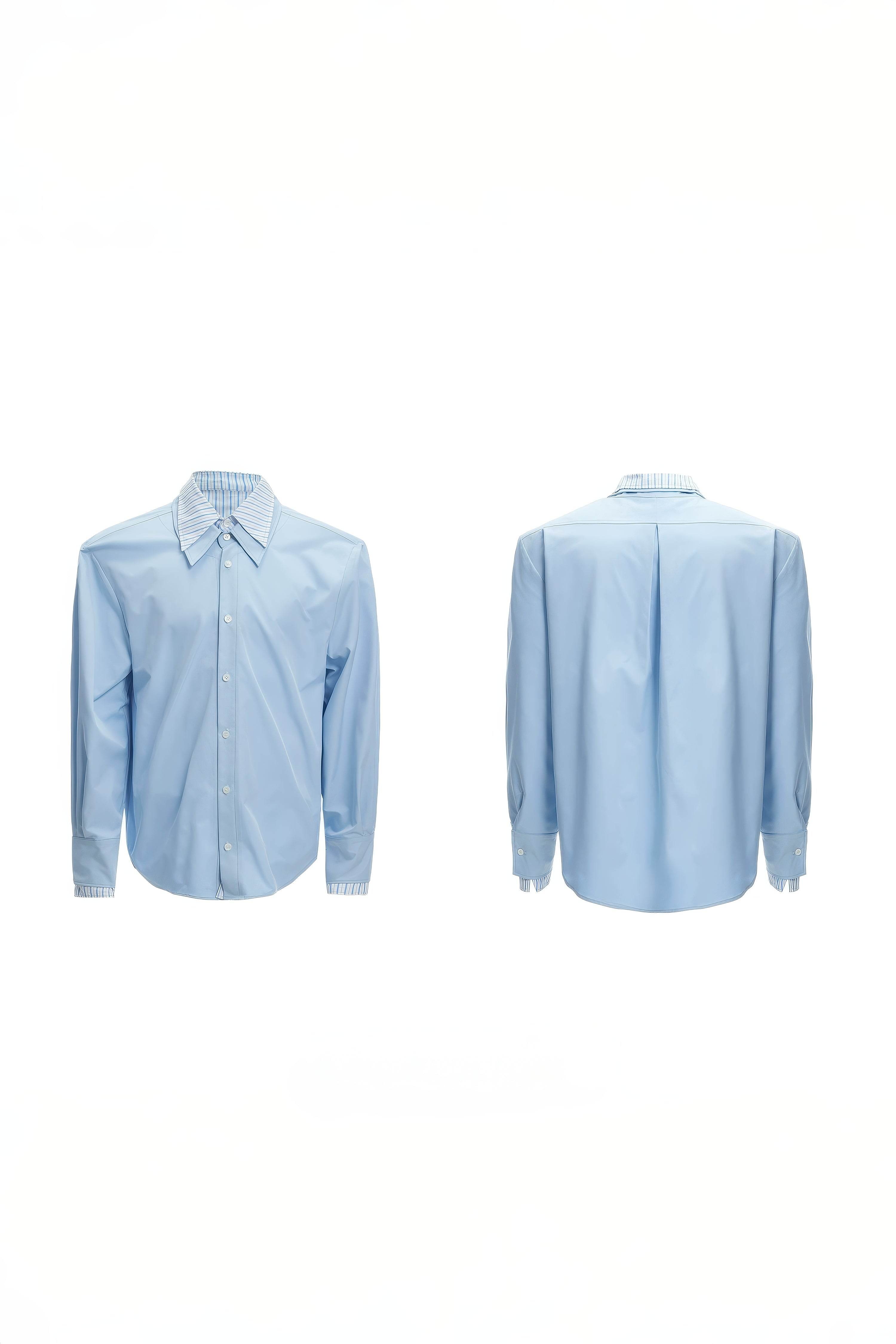 Deconstructed Stripe Shirt - Colorblock Layered Designer Top - 4inme
