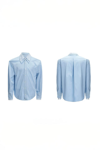 Deconstructed Stripe Shirt - Colorblock Layered Designer Top - 4inme