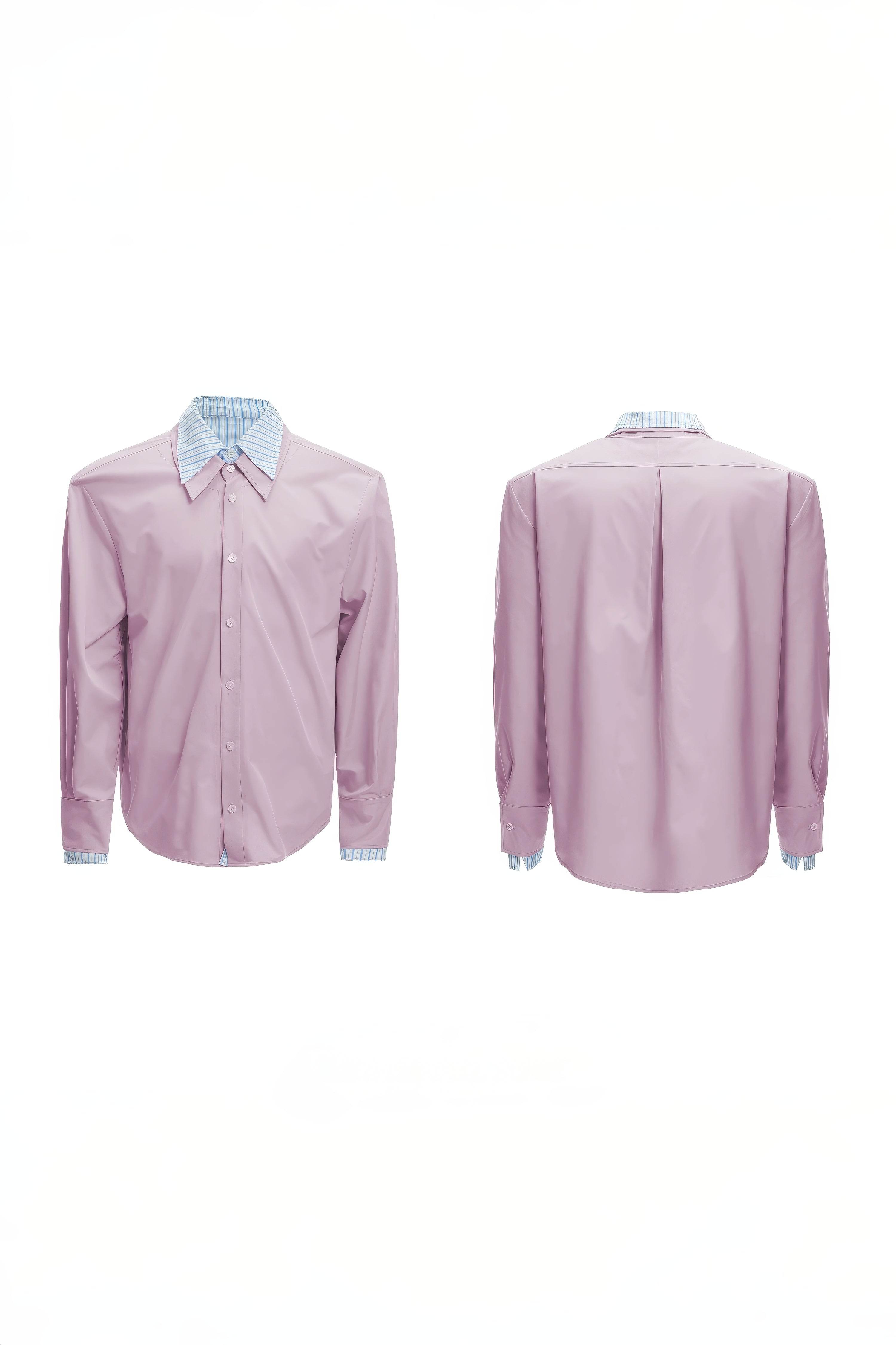 Deconstructed Stripe Shirt - Colorblock Layered Designer Top - 4inme