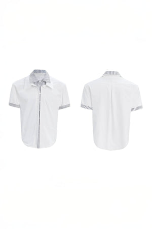 Deconstructed Stripe Shirt - Colorblock Layered Designer Top - 4inme