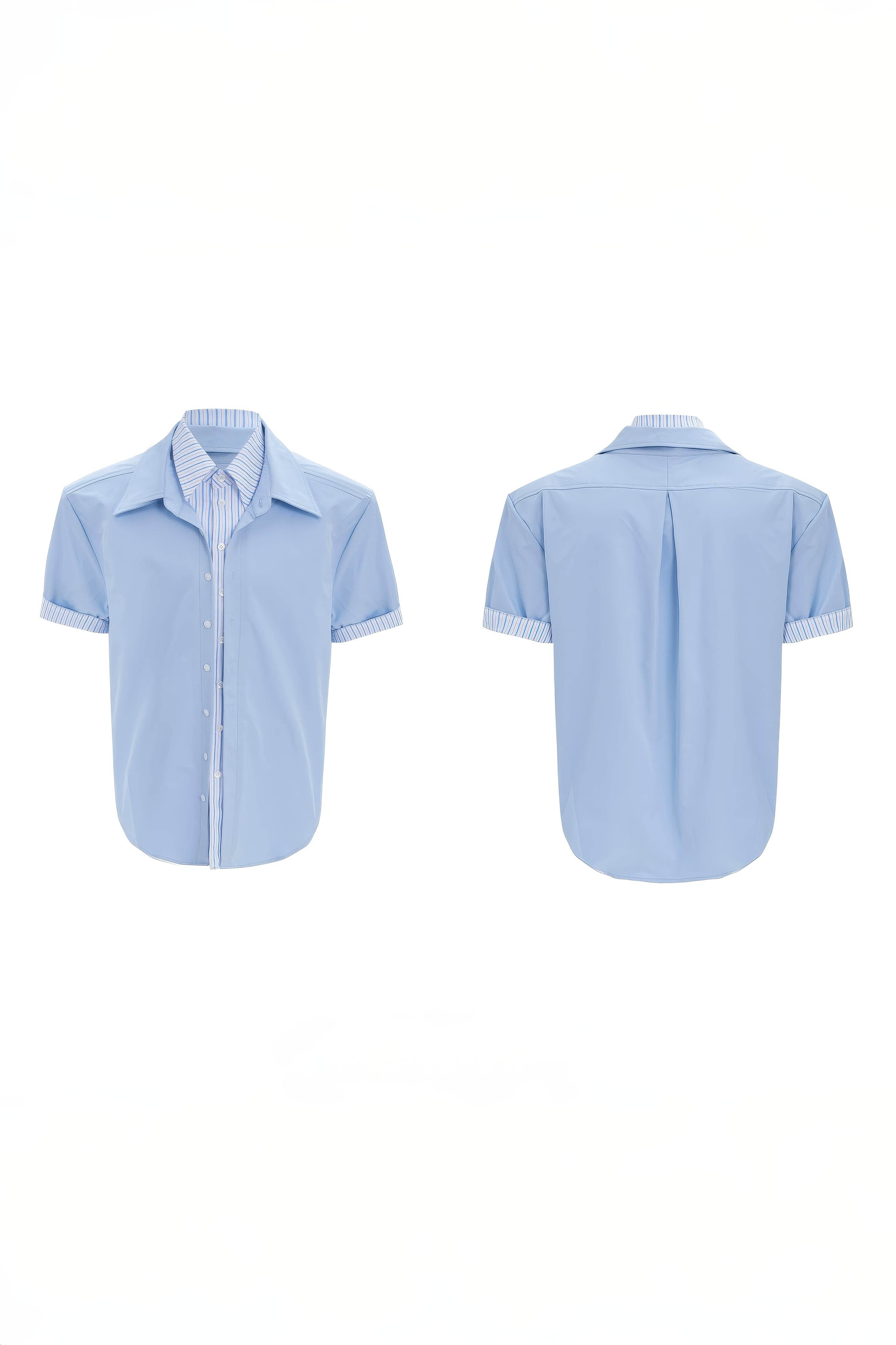 Deconstructed Stripe Shirt - Colorblock Layered Designer Top - 4inme