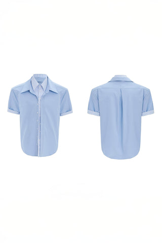 Deconstructed Stripe Shirt - Colorblock Layered Designer Top - 4inme
