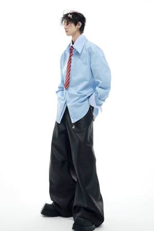 Deconstructed Stripe Shirt - Colorblock Layered Designer Top - 4inme