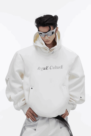 American Style Heavy Hooded Sweatshirt – High Collar, Shoulder Pads - 4inme