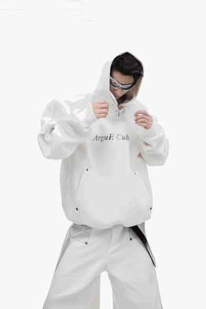 American Style Heavy Hooded Sweatshirt – High Collar, Shoulder Pads - 4inme