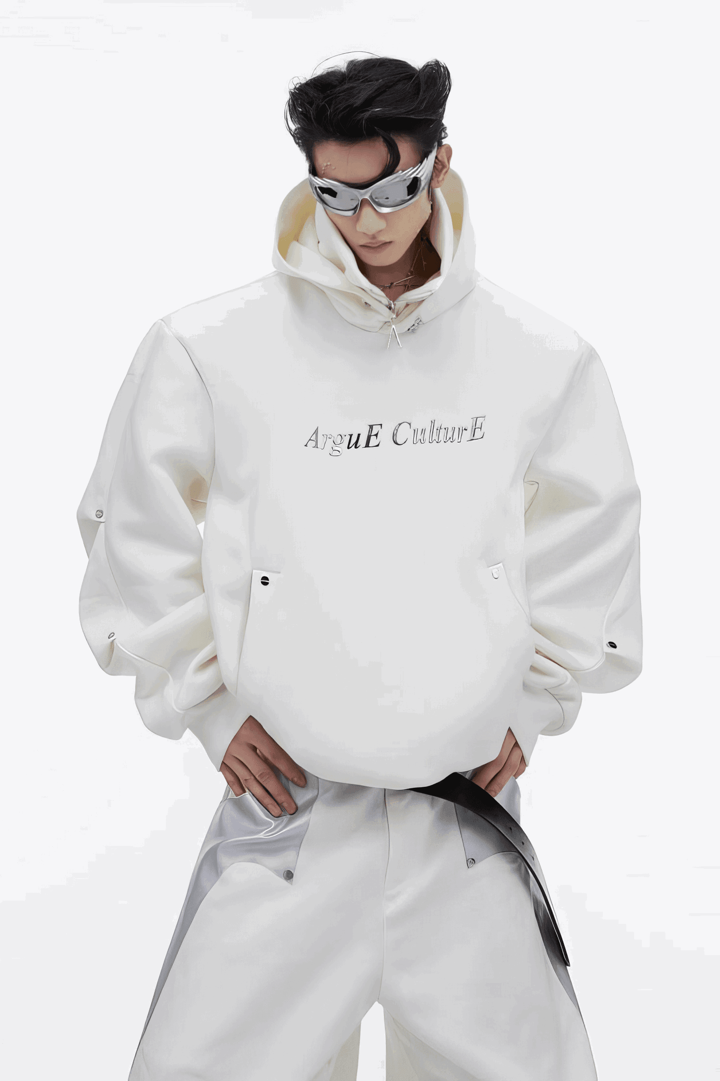 American Style Heavy Hooded Sweatshirt – High Collar, Shoulder Pads - 4inme