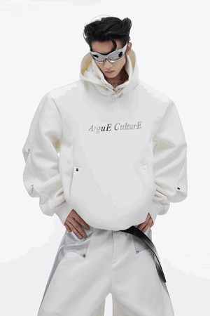 American Style Heavy Hooded Sweatshirt – High Collar, Shoulder Pads - 4inme