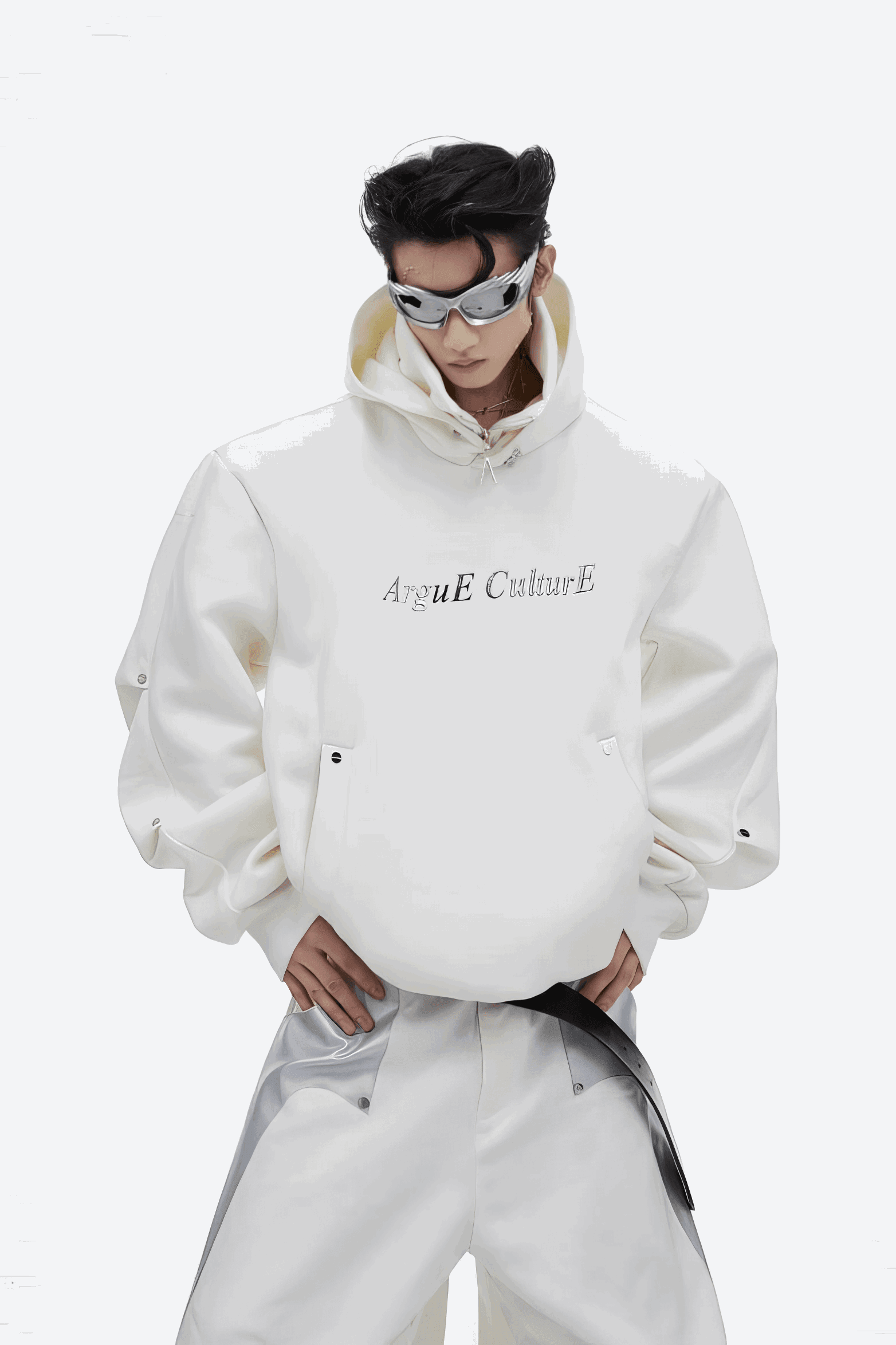 American Style Heavy Hooded Sweatshirt – High Collar, Shoulder Pads - 4inme