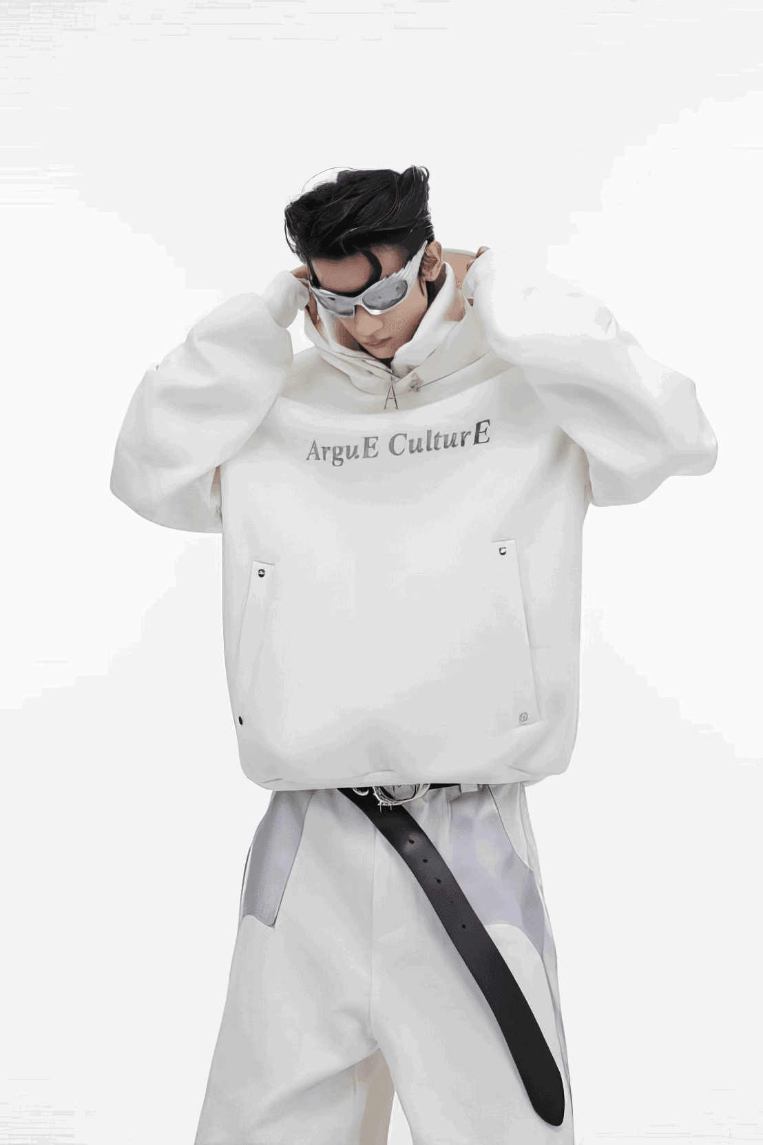 American Style Heavy Hooded Sweatshirt – High Collar, Shoulder Pads - 4inme