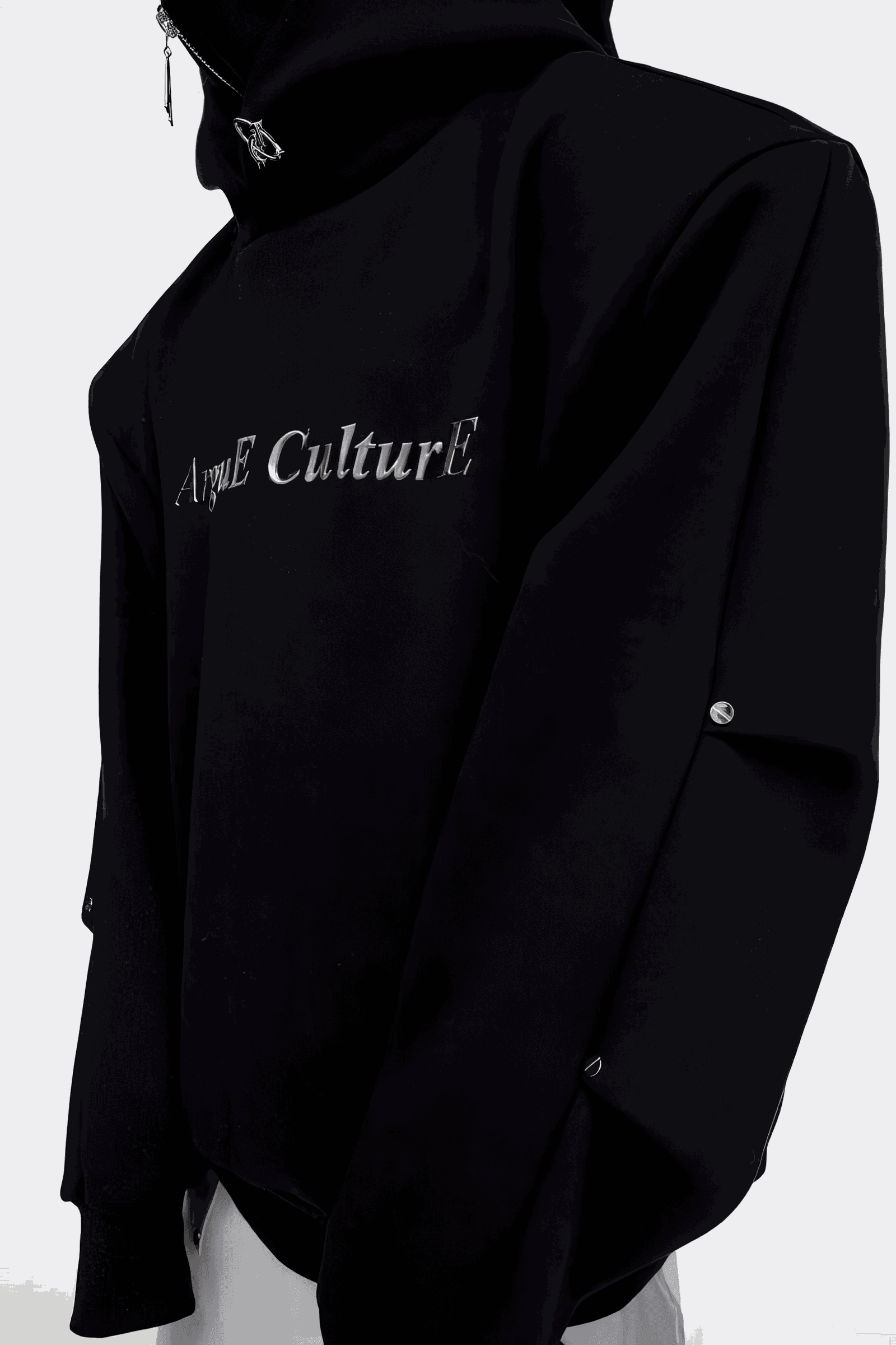 American Style Heavy Hooded Sweatshirt – High Collar, Shoulder Pads - 4inme