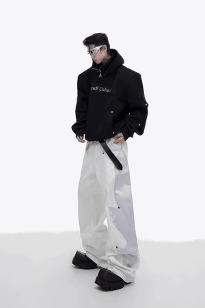 American Style Heavy Hooded Sweatshirt – High Collar, Shoulder Pads - 4inme