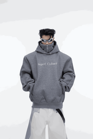 American Style Heavy Hooded Sweatshirt – High Collar, Shoulder Pads - 4inme