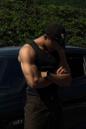 Athletic Ribbed Muscle Tank for Men, Stretchy Slim-Fit Sleeveless Vest - 4inme