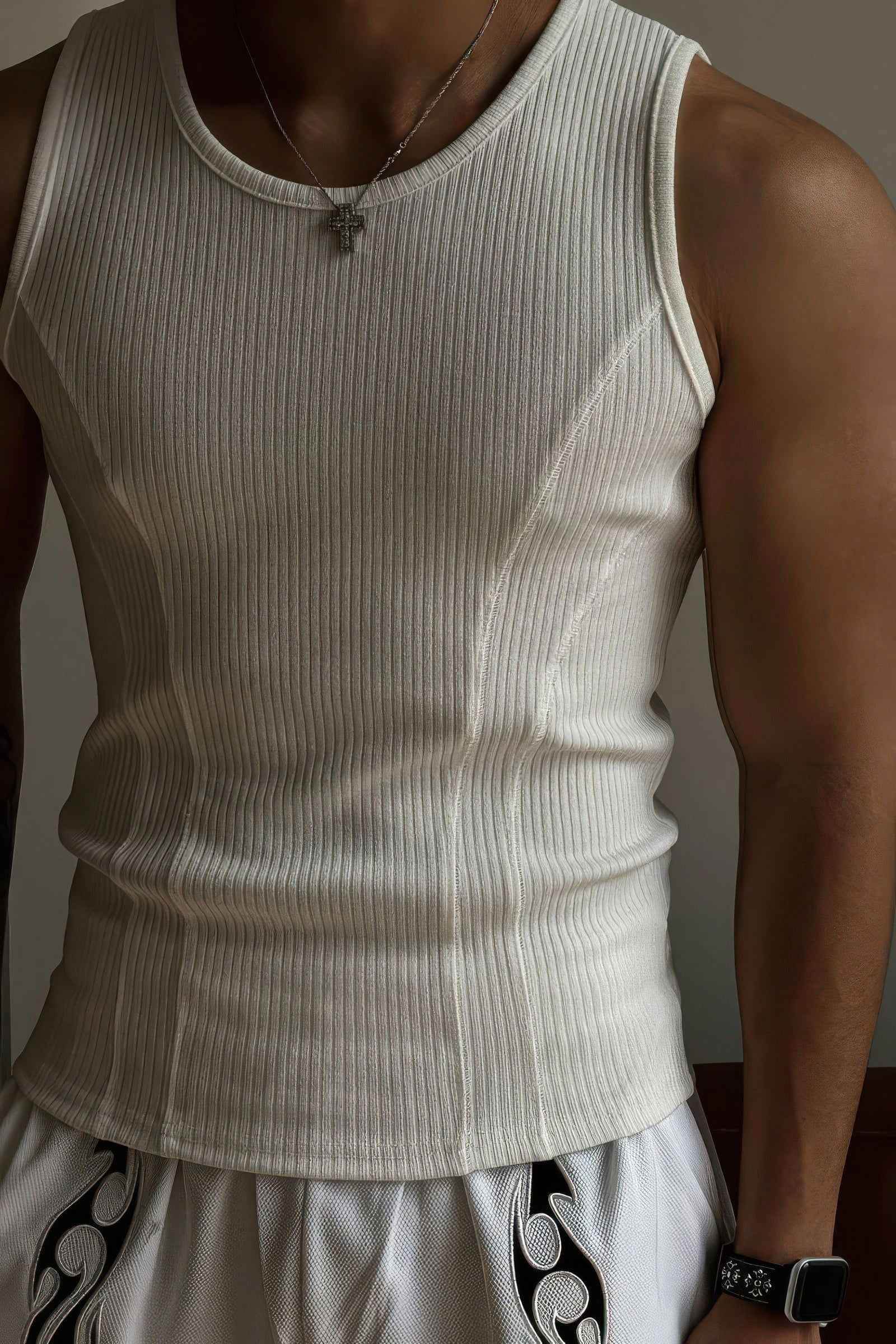 Athletic Ribbed Muscle Tank for Men, Stretchy Slim-Fit Sleeveless Vest - 4inme