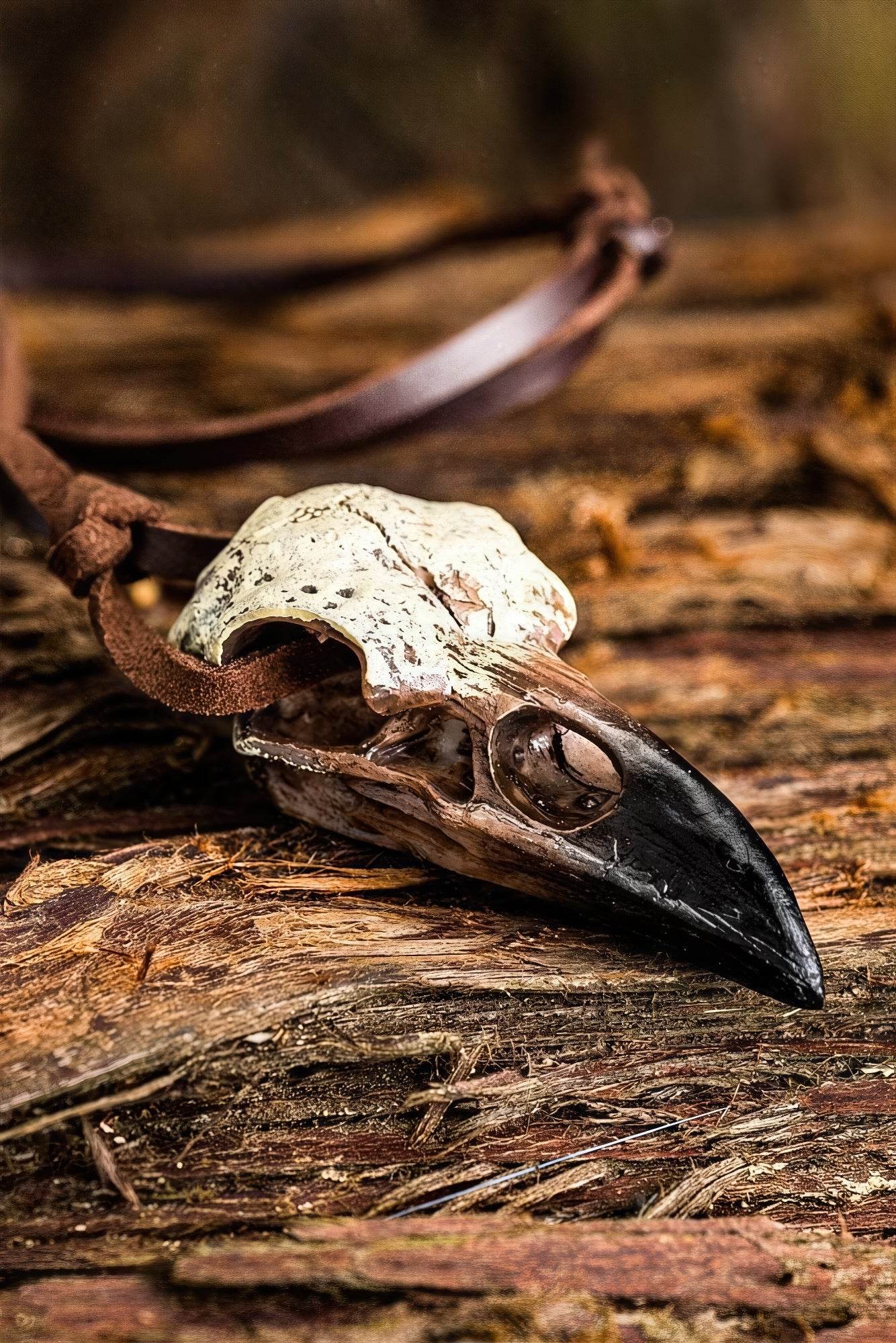 Gothic Raven Skull Pendant Necklace - 4inme