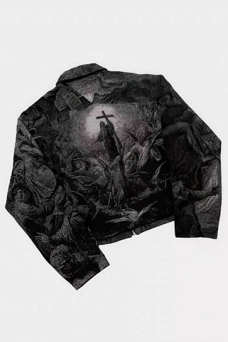 Avant-Garde Oversized Blazer - Textured Jacquard for Dark Fashion - 4inme