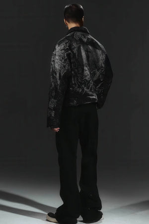 Avant-Garde Oversized Blazer - Textured Jacquard for Dark Fashion - 4inme