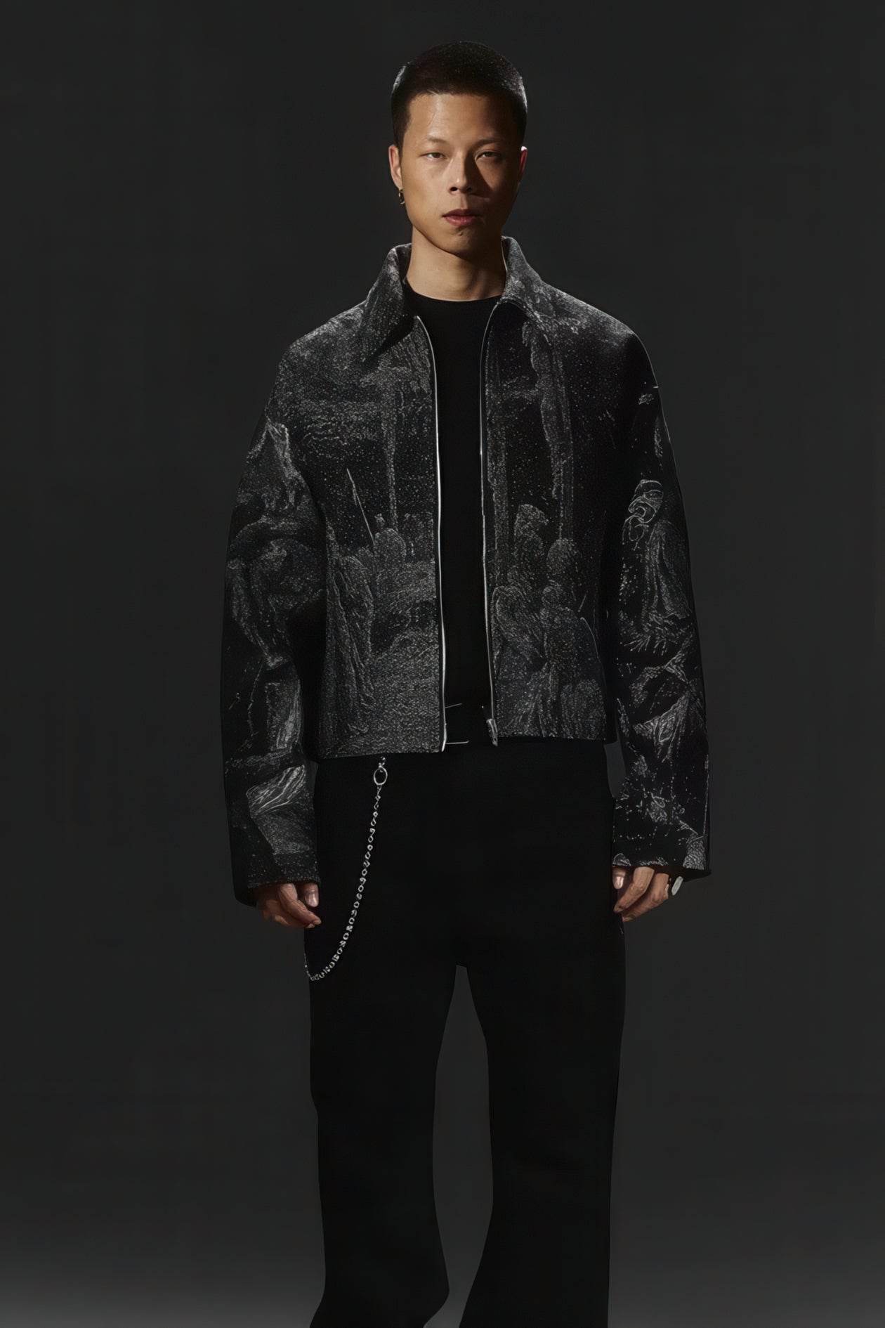 Avant-Garde Oversized Blazer - Textured Jacquard for Dark Fashion - 4inme