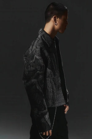 Avant-Garde Oversized Blazer - Textured Jacquard for Dark Fashion - 4inme
