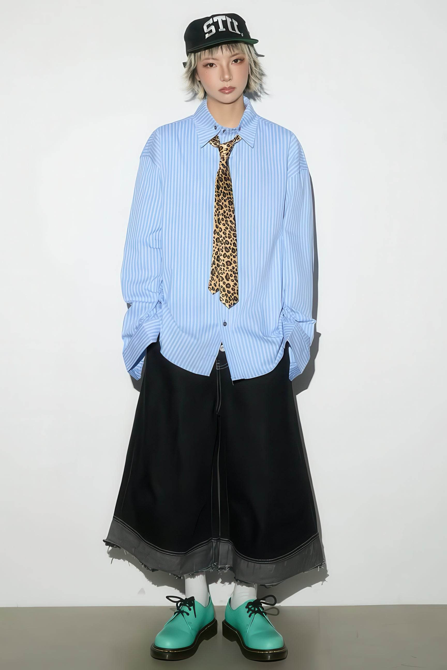 Button-Fly Cropped Jeans - Streetwear Washed Wide Leg Pants - 4inme