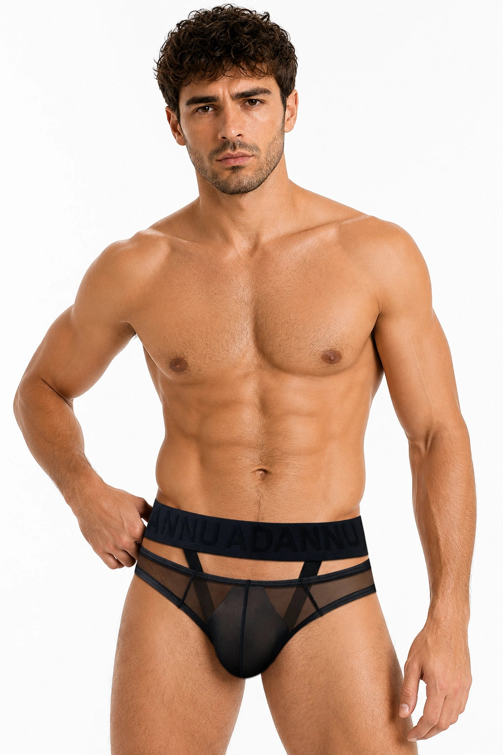Men’s Sexy Sheer Thong with Ring & Strap Design