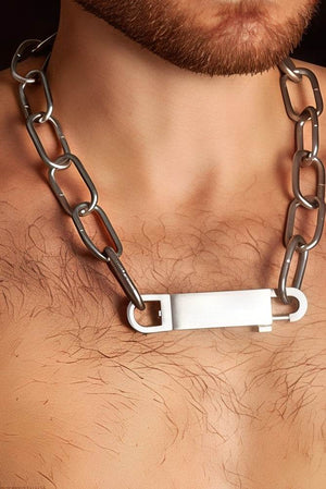 Chunky Metal Chain Necklace - Industrial Unisex Statement Piece - 4inme