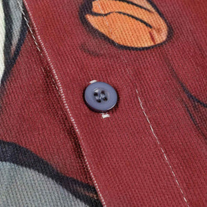 Corduroy & Denim Cartoon Patch Shirt - Unisex Oversized Street Style - 4inme